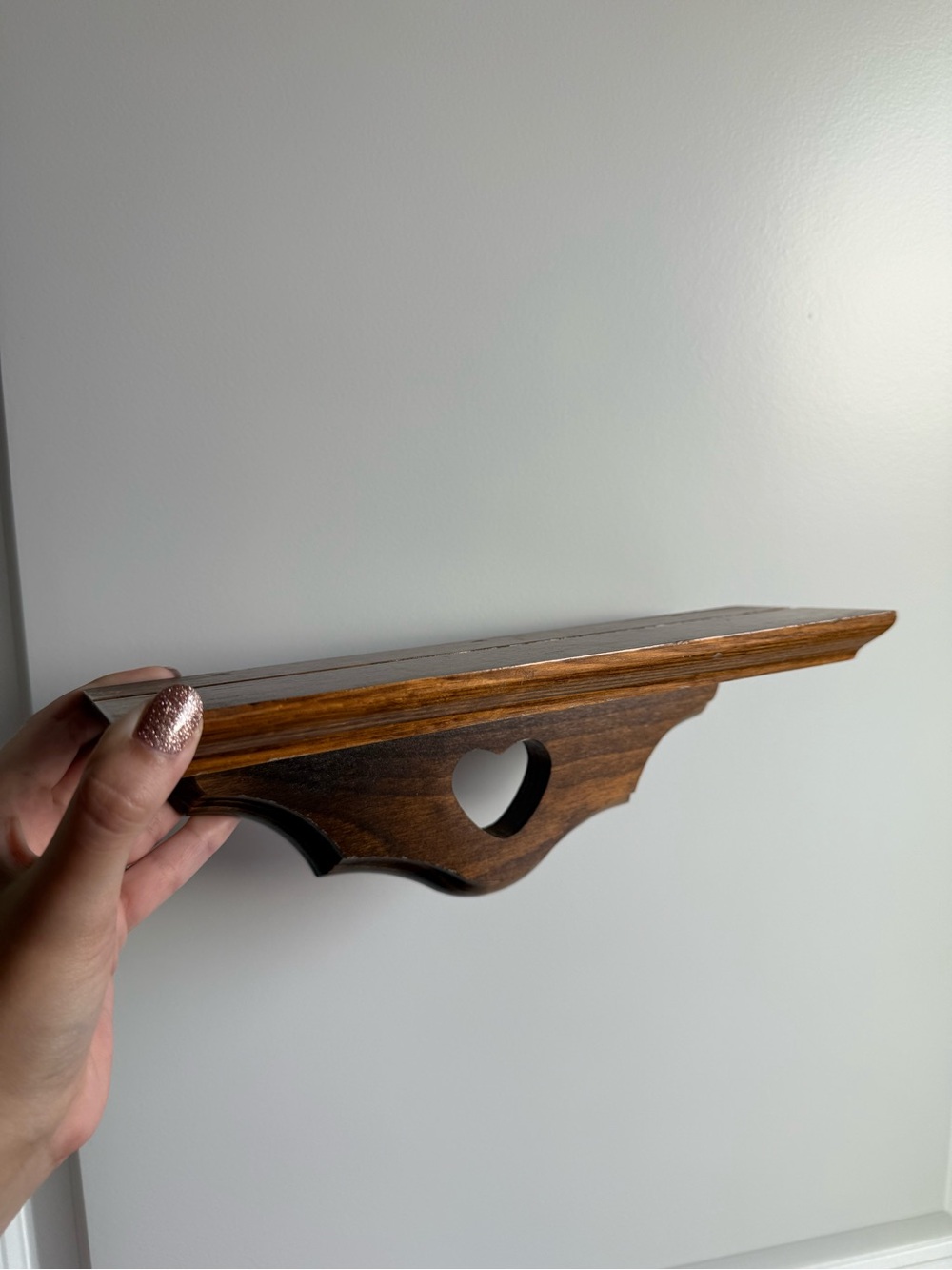 Cottagecore Wooden Heart Accent Wall Shelf - Brown